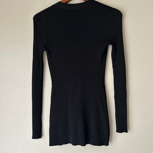 Jason Wu Black Long Sleeve V-Neck Button Front Ribbed Cardigan Size XS - Picture 10 of 13